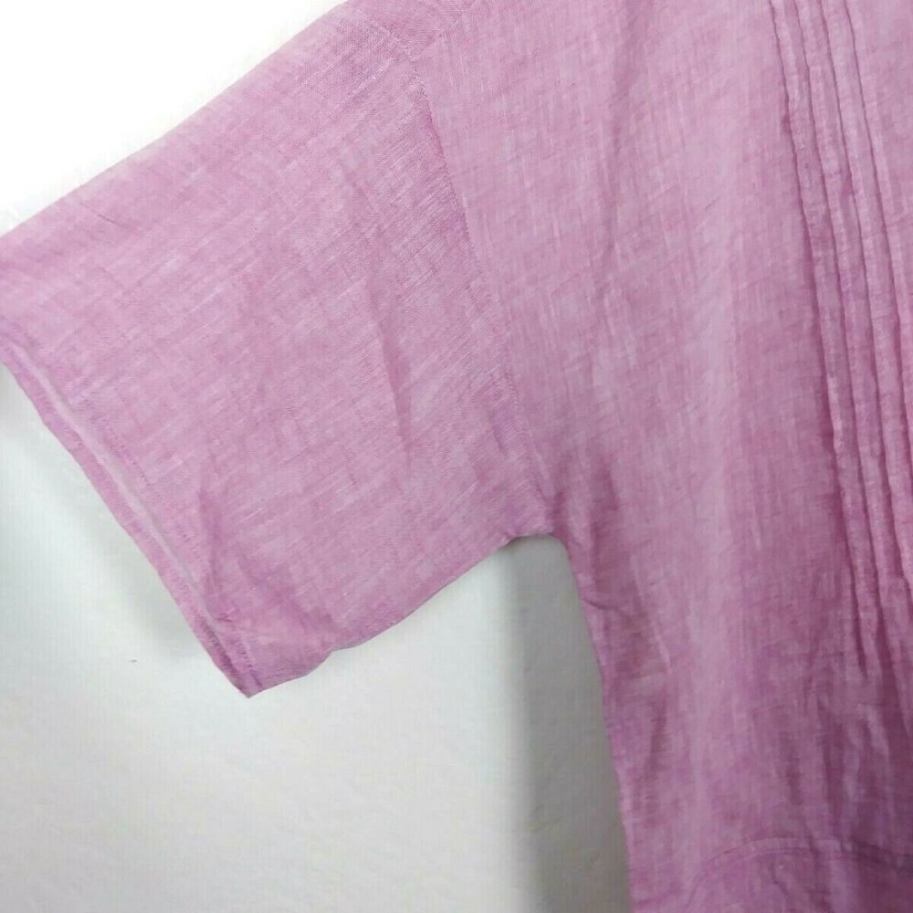 PureJill Linen Petite Crosshatch Boxy Blouse - Picture 3 of 7